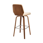 Renee 26" Swivel Cream Faux Leather and Walnut Wood Bar Stool - Furniture City (CA)l