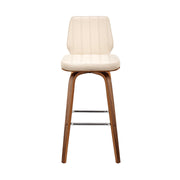 Renee 30" Swivel Cream Faux Leather and Walnut Wood Bar Stool - Furniture City (CA)l