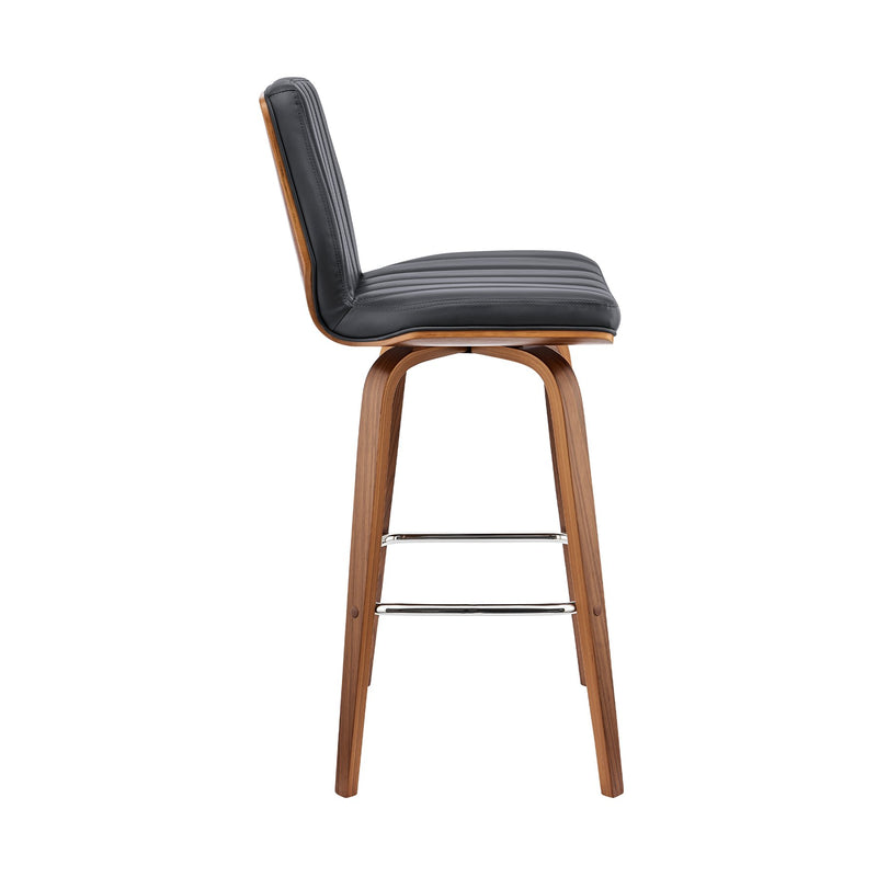 Renee 26" Swivel Gray Faux Leather and Walnut Wood Bar Stool - Furniture City (CA)l