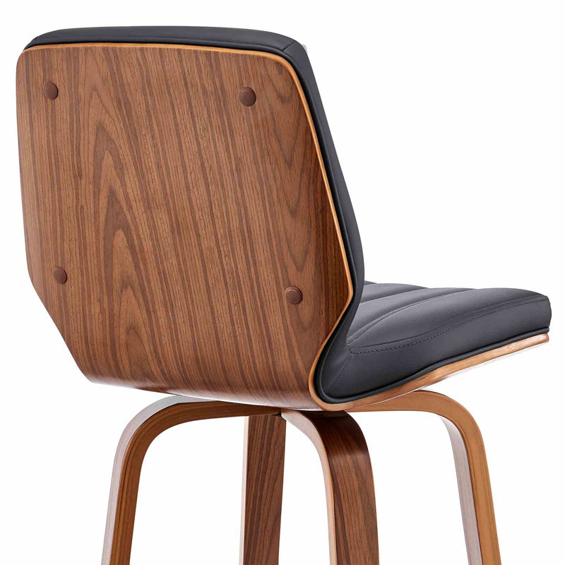 Renee 26" Swivel Gray Faux Leather and Walnut Wood Bar Stool - Furniture City (CA)l