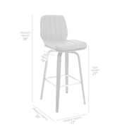 Renee 26" Swivel Gray Faux Leather and Walnut Wood Bar Stool - Furniture City (CA)l