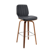 Renee 30" Swivel Gray Faux Leather and Walnut Wood Bar Stool - Furniture City (CA)l