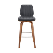 Renee 30" Swivel Gray Faux Leather and Walnut Wood Bar Stool - Furniture City (CA)l