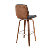 Renee 30" Swivel Gray Faux Leather and Walnut Wood Bar Stool - Furniture City (CA)l