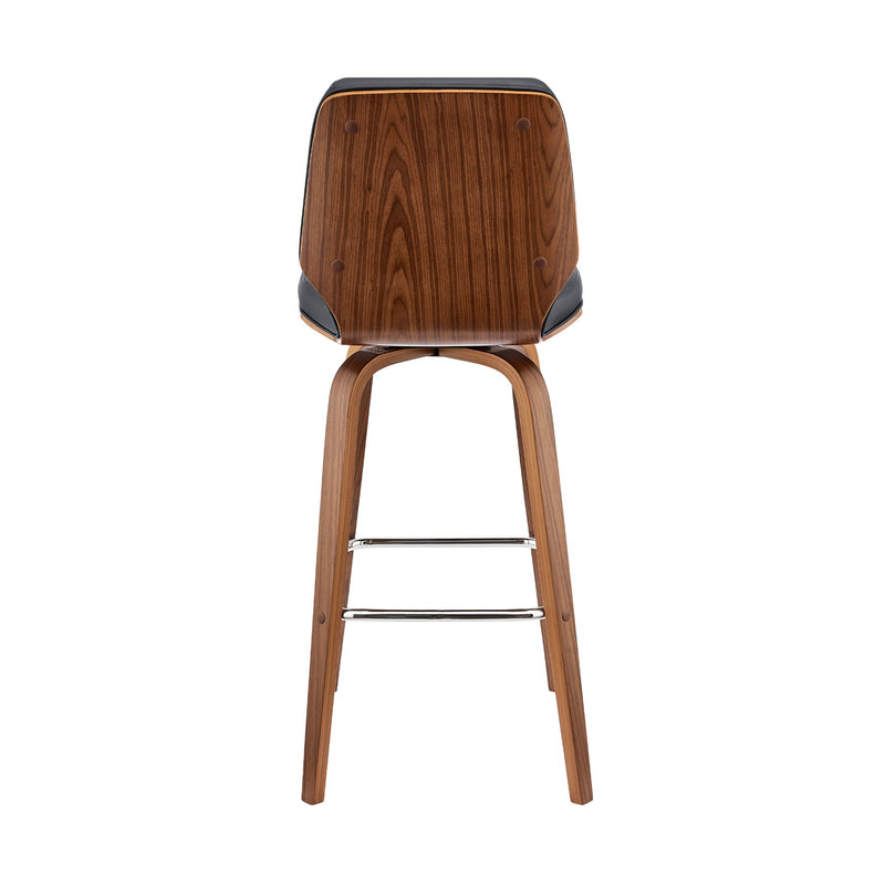 Renee 30" Swivel Gray Faux Leather and Walnut Wood Bar Stool - Furniture City (CA)l