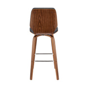 Renee 30" Swivel Gray Faux Leather and Walnut Wood Bar Stool - Furniture City (CA)l