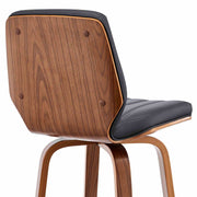 Renee 30" Swivel Gray Faux Leather and Walnut Wood Bar Stool - Furniture City (CA)l