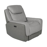 Rosalyn Zero Gravity Power Recliner in Silver and Gray Leather with Power Headrest - Furniture City (CA)l