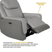 Rosalyn Zero Gravity Power Recliner in Silver and Gray Leather with Power Headrest - Furniture City (CA)l