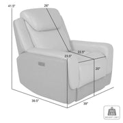 Rosalyn Zero Gravity Power Recliner in Silver and Gray Leather with Power Headrest - Furniture City (CA)l