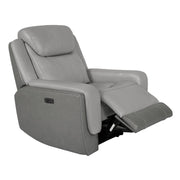 Rosalyn Zero Gravity Power Recliner in Silver and Gray Leather with Power Headrest - Furniture City (CA)l