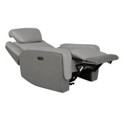 Rosalyn Zero Gravity Power Recliner in Silver and Gray Leather with Power Headrest - Furniture City (CA)l
