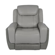 Rosalyn Zero Gravity Power Recliner in Silver and Gray Leather with Power Headrest - Furniture City (CA)l