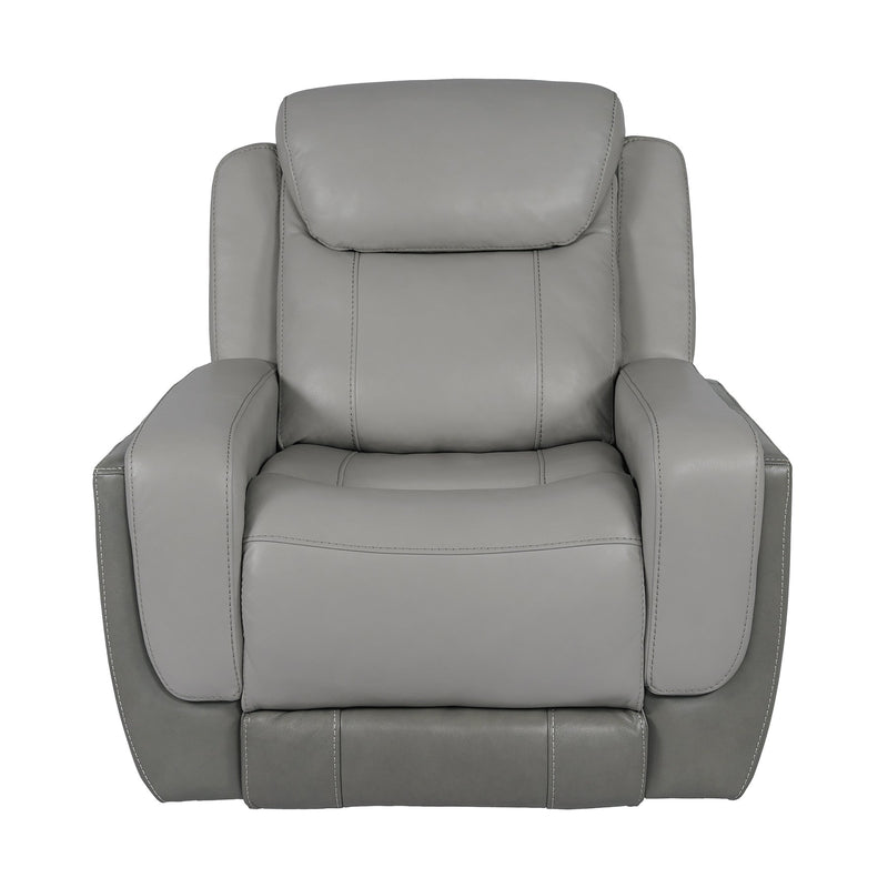 Rosalyn Zero Gravity Power Recliner in Silver and Gray Leather with Power Headrest - Furniture City (CA)l