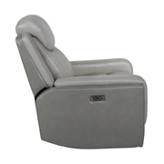 Rosalyn Zero Gravity Power Recliner in Silver and Gray Leather with Power Headrest - Furniture City (CA)l