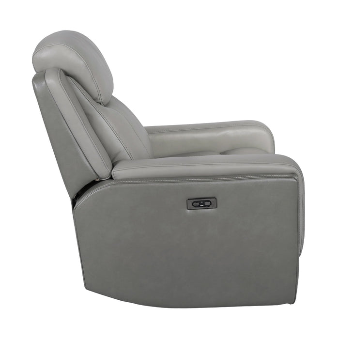 Rosalyn Zero Gravity Power Recliner in Silver and Gray Leather with Power Headrest