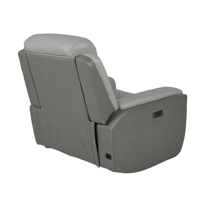 Rosalyn Zero Gravity Power Recliner in Silver and Gray Leather with Power Headrest