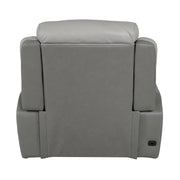 Rosalyn Zero Gravity Power Recliner in Silver and Gray Leather with Power Headrest - Furniture City (CA)l