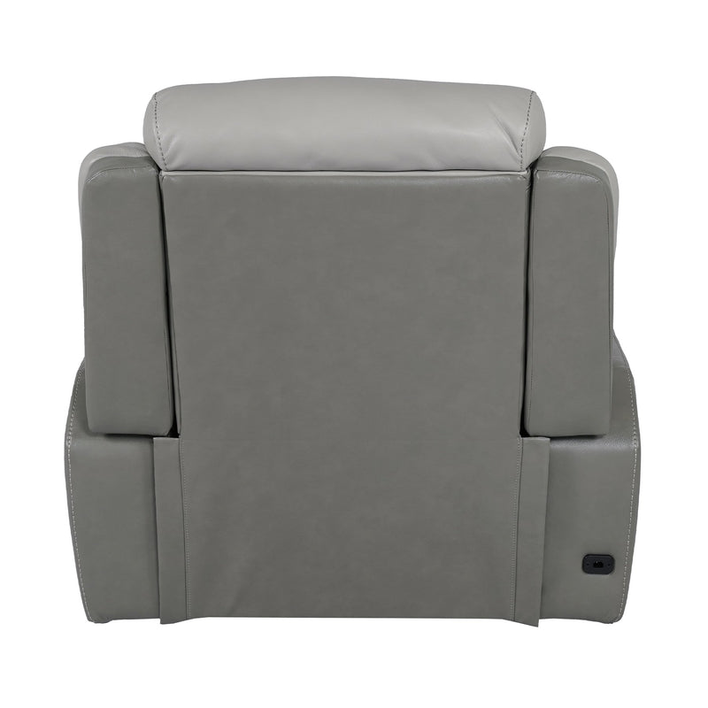 Rosalyn Zero Gravity Power Recliner in Silver and Gray Leather with Power Headrest - Furniture City (CA)l