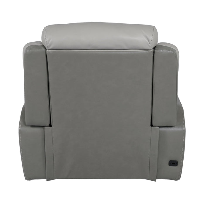 Rosalyn Zero Gravity Power Recliner in Silver and Gray Leather with Power Headrest