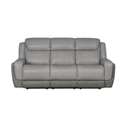 Rosalyn 87" Zero Gravity Power Reclining Sofa with Dropdown Console in Silver and Gray Leather - Furniture City (CA)l
