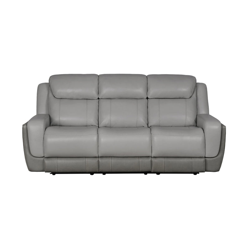 Rosalyn 87" Zero Gravity Power Reclining Sofa with Dropdown Console in Silver and Gray Leather - Furniture City (CA)l