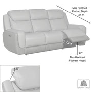 Rosalyn 87" Zero Gravity Power Reclining Sofa with Dropdown Console in Silver and Gray Leather - Furniture City (CA)l