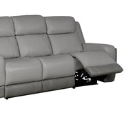 Rosalyn 87" Zero Gravity Power Reclining Sofa with Dropdown Console in Silver and Gray Leather - Furniture City (CA)l