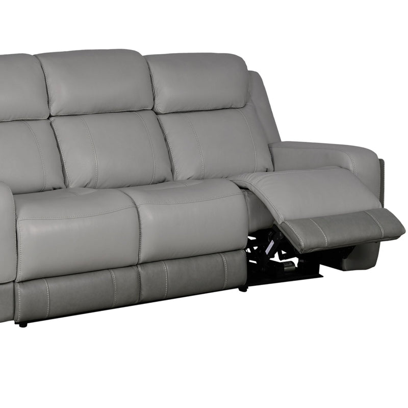 Rosalyn 87" Zero Gravity Power Reclining Sofa with Dropdown Console in Silver and Gray Leather - Furniture City (CA)l