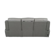 Rosalyn 87" Zero Gravity Power Reclining Sofa with Dropdown Console in Silver and Gray Leather - Furniture City (CA)l