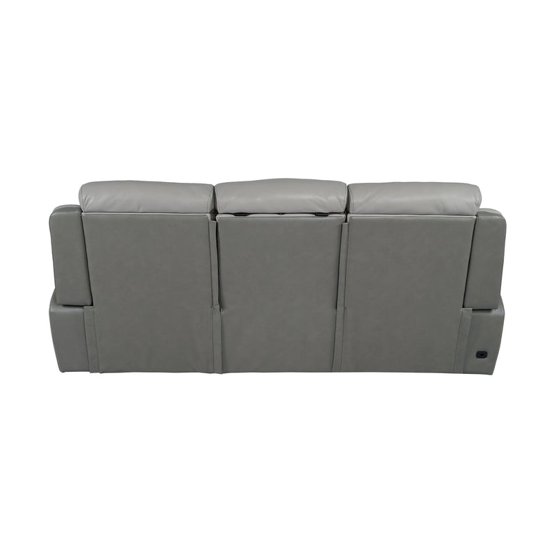 Rosalyn 87" Zero Gravity Power Reclining Sofa with Dropdown Console in Silver and Gray Leather - Furniture City (CA)l