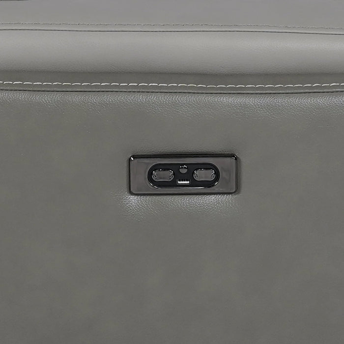 Rosalyn 87" Zero Gravity Power Reclining Sofa with Dropdown Console in Silver and Gray Leather