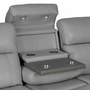 Rosalyn 87" Zero Gravity Power Reclining Sofa with Dropdown Console in Silver and Gray Leather - Furniture City (CA)l