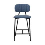 Rococo 26" Blue Faux Leather and Metal Counter Height Bar Stool - Furniture City (CA)l