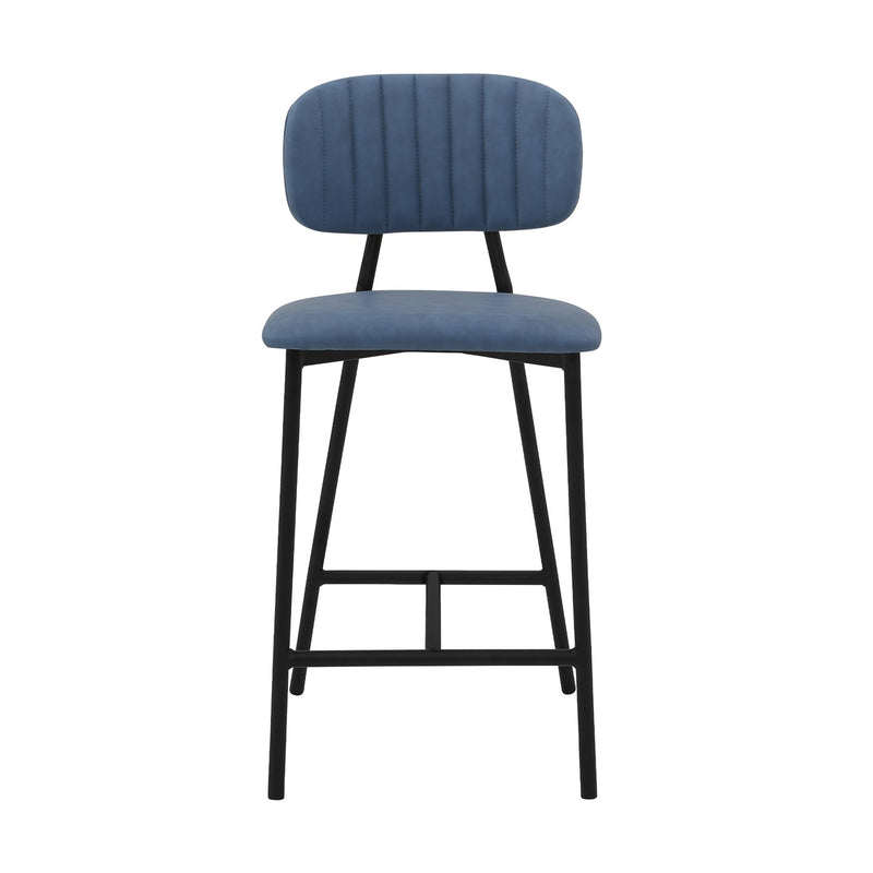 Rococo 26" Blue Faux Leather and Metal Counter Height Bar Stool - Furniture City (CA)l