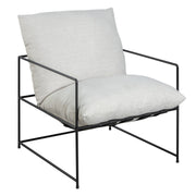 Rogan Accent Chair in Soft Oat Fabric with Black Metal Finish - Furniture City (CA)l