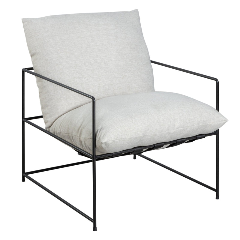 Rogan Accent Chair in Soft Oat Fabric with Black Metal Finish - Furniture City (CA)l