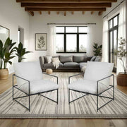 Rogan Accent Chair in Soft Oat Fabric with Black Metal Finish - Furniture City (CA)l
