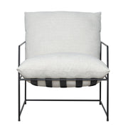 Rogan Accent Chair in Soft Oat Fabric with Black Metal Finish - Furniture City (CA)l