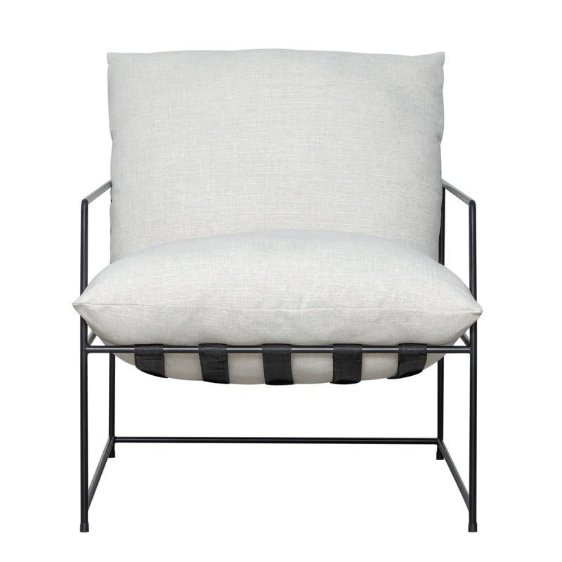 Rogan Accent Chair in Soft Oat Fabric with Black Metal Finish - Furniture City (CA)l