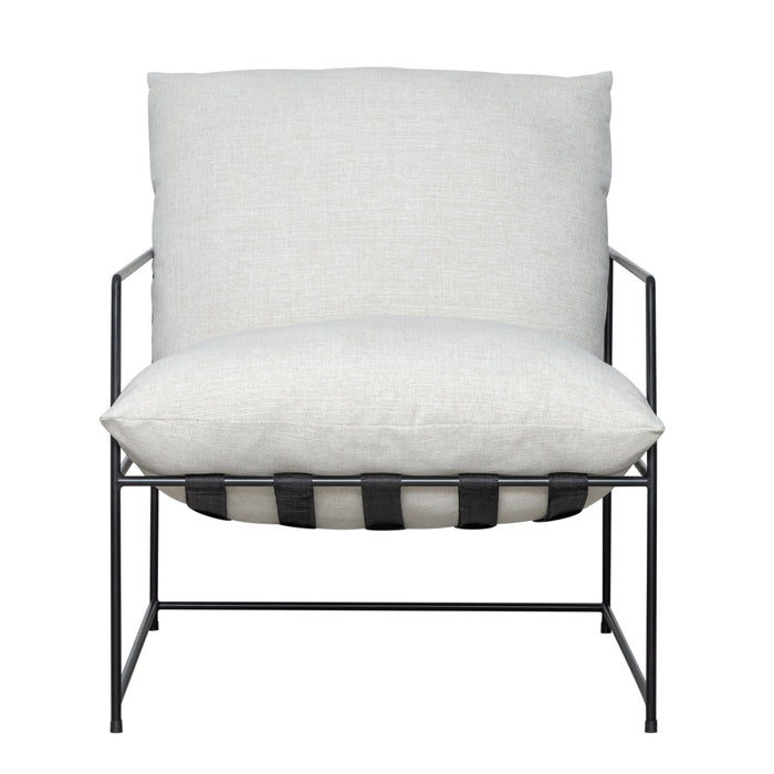 Rogan Accent Chair in Soft Oat Fabric with Black Metal Finish