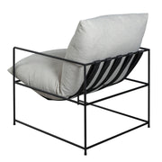 Rogan Accent Chair in Soft Oat Fabric with Black Metal Finish - Furniture City (CA)l