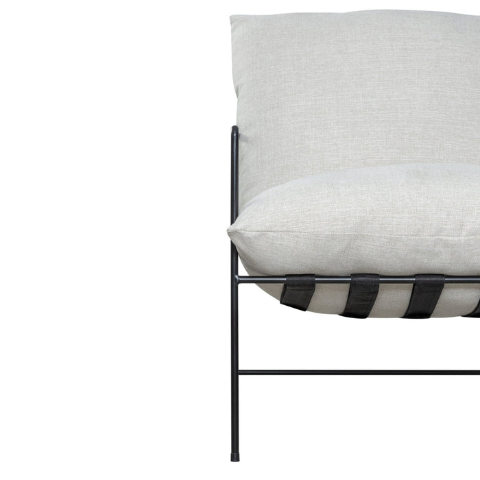 Rogan Accent Chair in Soft Oat Fabric with Black Metal Finish