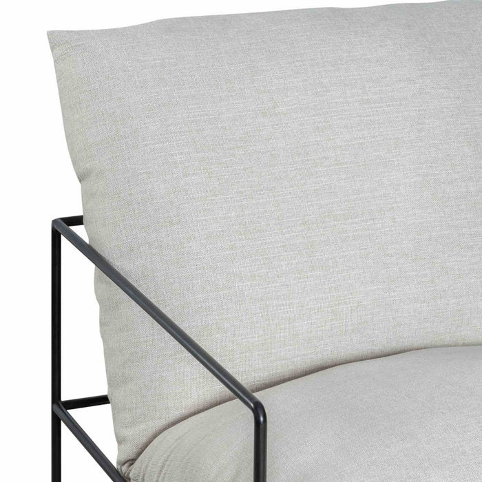 Rogan Accent Chair in Soft Oat Fabric with Black Metal Finish