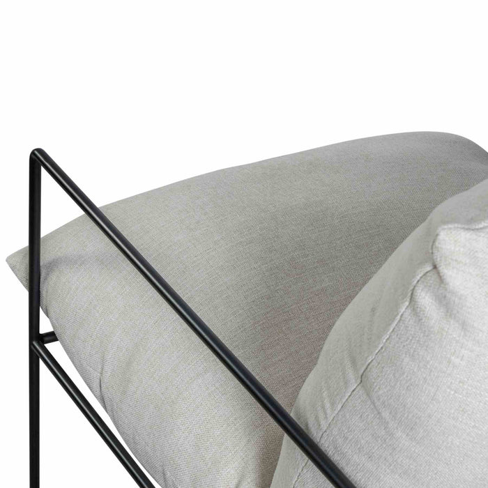 Rogan Accent Chair in Soft Oat Fabric with Black Metal Finish