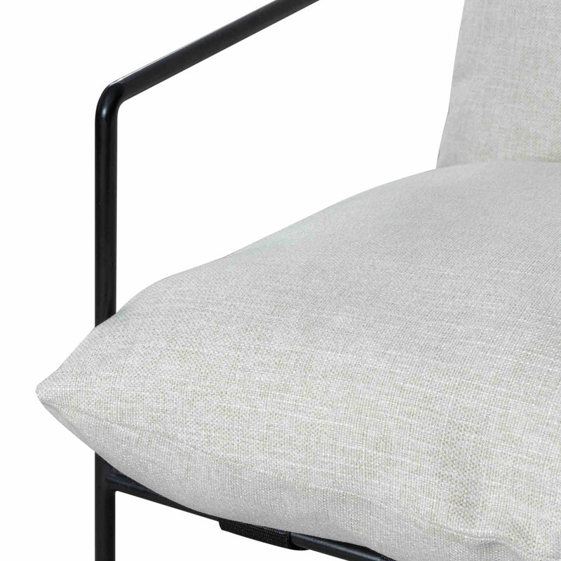 Rogan Accent Chair in Soft Oat Fabric with Black Metal Finish - Furniture City (CA)l