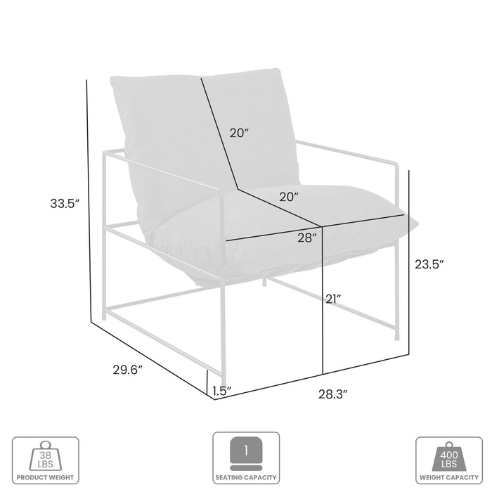 Rogan Accent Chair in Soft Oat Fabric with Black Metal Finish