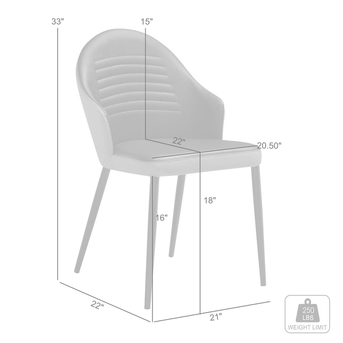 Rocco Upholstered Dining Chair in Taupe Gray and Black Faux Leather with Black Metal Legs - Set of 2