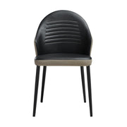 Rocco Upholstered Dining Chair in Taupe Gray and Black Faux Leather with Black Metal Legs - Set of 2 - Furniture City (CA)l