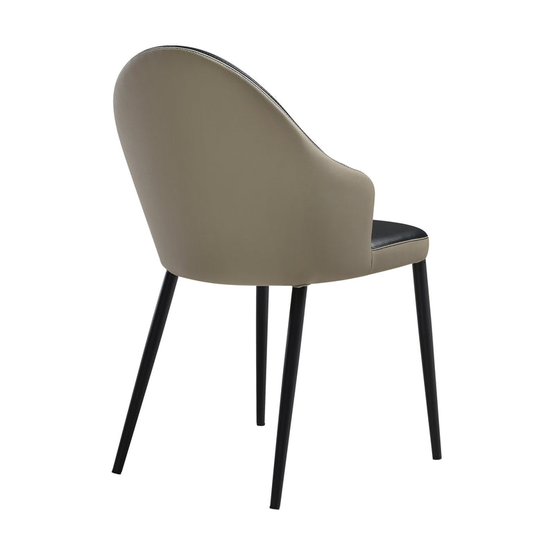 Rocco Upholstered Dining Chair in Taupe Gray and Black Faux Leather with Black Metal Legs - Set of 2 - Furniture City (CA)l